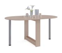 Стол-книжка СП-12 Беленый дуб, ширина 86 / 155 см, раскладной трансформер с металлическими опорами и полкой, для кухни или обеденной зоны