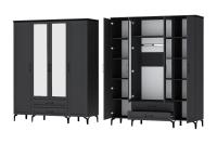 Шкаф ШК-4 Шарм Антрацит, ширина 181 см, со штангой, с ящиками, с полками, в спальню, в гостиную