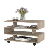 Журнальный столик ЖС-03 цвет Дуб Крафт Серый ширина 80си фигурный на колесиках