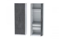 Шкаф 3 с фасадом Иннэс 7 ширина 80 см, Бетон графит и Белый ЛДСП, распашной, в гостиную, в спальню