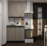 Кухонный гарнитур Светлана мини 1000мм прямая ширина 100см цвет Ясень шимо светлый/Берилл бежевый/венге с полками, мойкой