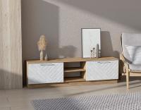 Тумба 1 Иннэс 7 Бетон снежный и Дуб Крафт золотой, ширина 160 см, тумба под телевизор, консоль, в гостиную