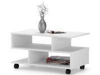 Журнальный столик на колесах СЖ-6 Белый, ширина 80 см с полками, вместительный и компактный