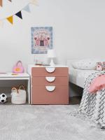 Комод Пикси, 3 ящика 60x57x60, мечтательный пион, светло-розовый, для детской комнаты, напольная тумба