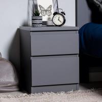 Тумба прикроватная Кастор, 2 ящика, ширина 37 см, Серый, выдвижные ящики для спальни