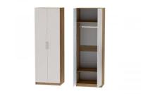 Шкаф 1 с фасадом Иннэс 7 Тирамису матовый и ЛДСП Дуб Крафт золотой, ширина 80 см, распашной шкаф для одежды, в спальню, в прихожую