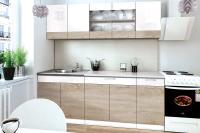 Кухонный гарнитур "Лайт" 2м, ширина 200 см, Цвет Дуб Сонома / Белый Глянец / Антарес, модульная, со столешницей, прямой