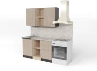 Кухонный гарнитур Надежда медиум 4 1400, цвет Дуб сонома/Карамель, ширина 140 см, прямой, со столешницей, модульный, открытые и закрытые модули, с выдвижными ящиками