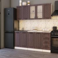 Кухня Агава 2000х600 темная, для кухни, для дома, с полками и выдвижными ящиками