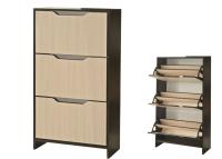 Обувница №3 Диана-8 Венге / Дуб молочный ширина 68 см ЛДСП для прихожей в коридор 3 отделения напольная