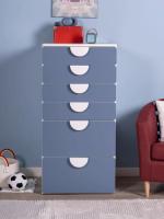Комод Пикси, 6 ящиков 60x57x120, озорной василек, голубой, напольный в детскую спальню, для дома