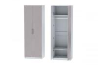 Шкаф 1 с фасадом Иннэс 7 Грэй софт и Белый ЛДСП, ширина 80 см, распашной шкаф для одежды, в спальню, в прихожую