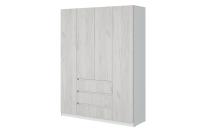 Шкаф распашной МС "Соната", ширина 160 см, Цвет Белый Текстурный, Дуб Крафт Белый, четырёхдверный, с полками, со штангой, с ящиками