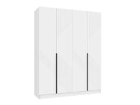Шкаф Палермо 4-ёх створчатый Белый/Белый матовый ширина 180 см ЛДСП с полками и штангой для спальни, гостиной и прихожей
