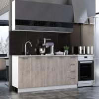 Кухня Астра 2000х600 Графит софт/Дуб галиано, для кухни, для дома, с полками и выдвижными ящиками