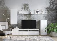 Гостиная Лира, цвет Белый ширина 213 см ЛДСП с напольным и настенным шкафчиками с полкой и тумбой под ТВ