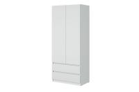 Шкаф распашной МС "Соната", ширина 90 см, Цвет Белый Текстурный, двухдверный, с полками, со штангой, с ящиками