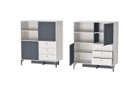 Комод К-1 Лион Графит и Ясень Анкор светлый, ширина 104 см, комод с ящиками, с полками, для спальни, для гостиной