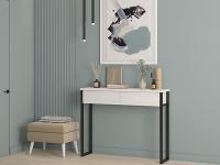 Консоль Ст062.0 цвет Ясень Анкор светлый/Черный Муар ширина 121 см ЛДСП и металл с ящиками в спальню и гостиную