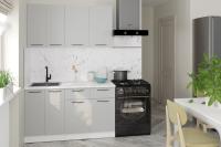 Кухонный гарнитур прямой Шелли медиум 140 см цвет Белый/Шиншила серая ширина 140 см ЛДСП с тумбой под мойку со столешницей с полками с выдвижными ящиками