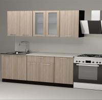 Кухонный гарнитур Светлана стандарт 1600мм прямая ширина 160см цвет Ясень шимо светлый/Берилл бежевый/венге с ящиками, витринами