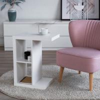 Стол приставной Энкель, 2 полки, 47x60x30 см, Белый, ширина 47 см, компактный, кофейный столик в гостиную