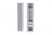 Шкаф 3 с фасадом Иннэс 7 ширина 40 см, Грэй софт и Белый ЛДСП, распашной шкаф, в спальню, в гостиную, гардероб