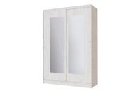 Шкаф-купе Неаполь 1,5 с 2-мя зеркалами Дуб Крафт Белый ширина 151 см ЛДСП с полками и штангой для спальни, гостиной и прихожей