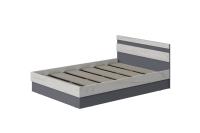 Кровать двуспальная "Соната" 140 см, Цвет Графит, Дуб Крафт Белый, мебель в спальню