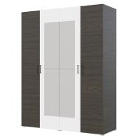 Шкаф 4ств 1800 Бостон с зеркалом 400, цвет Венге/Белый (2 ящика+штанга)