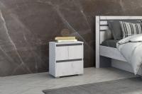 Спальня "Лиана" Тумба прикроватная Дуб Крафт Белый, Графит, ширина 40.2, с выдвижными ящиками