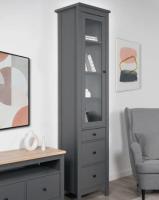 Шкаф с витриной САГА, 50х41х215 см, цвет Серый, ширина 50 см дверца со стеклом, с полками, на ножках