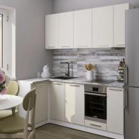 Кухонный гарнитур Дюна прайм 400 1100*2000, цвет Кашемир, ширина 110*200 см, напольные и навесные шкафы, с выдвижными ящиками