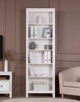 Стеллаж САГА цвет Белый, 70х42х215 см, ширина 70 см с полками, на ножках, напольный для спальни или прихожей