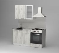 GER Кухонный гарнитур Алина мини, Цвет Пайн белый, ширина 100 см, с навесными шкафами, с выдвижным ящиками, с тумбой под мойку