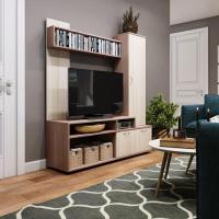 Стенка "Лира", 1400 х 1564 х 374 мм, шимо тёмный/шимо светлый