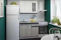 Кухонный гарнитур Паола мини 1000, Цвет Дуб грей/Дуб браун, ширина 100 см, с навесными шкафами, с выдвижными ящиками, с тумбой под мойку