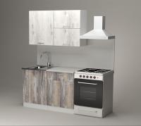 Кухонный гарнитур Инна лайт 1200, Цвет Пайн белый/Пайн экзотик, ширина 120 см, с навесными шкафами, с выдвижным ящиком, с тумбой под мойку