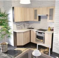 Кухонный гарнитур Симона мега прайм 2000*1500мм угловая ширина 200*150см цвет Дуб сонома/Берилл бежевый/венге с выдвижными ящиками, мойкой, шкафы с витринами