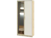 Шкаф 2х створчатый Эдем-1 Дуб сонома / Белый жемчуг ширина 100 см ЛДСП с зеркалом с полками со штангой в спальню