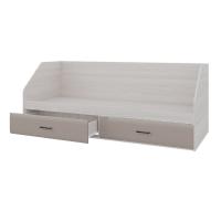 Кровать Ненси 800/2 ящика, цвет Ясень шимо светлый/Капучино глянец спальное место 80*200 см ЛДСП для подростков и детей