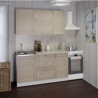 Кухонный гарнитур Лира экстра 1700 мм прямая ширина 170см цвет Квадро шимо светлый/малага/белый с выдвижными ящиками, подъемными дверками