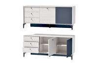 Тумба под телевизор Т-2 Лион Графит и Ясень Анкор светлый, ширина 154 см, консоль под тв, в гостиную