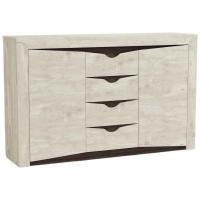 Тумба 33.19 Лючия, цвет бетон пайн белый, ширина 148.8 см, с ящиками, с полками, в гостиную, в спальню, в прихожую