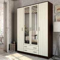 Шкаф распашной "Квадро" Венге / Лорендо, с зеркалом для одежды, 4-створчатый, ширина 160 см, высота 220 см, четырехстворчатый