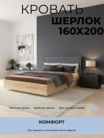 Кровать 1600 ШЕРЛОК цвет Дуб Крафт золотой/Графит серый спальное место 160*200 для подростков и взрослых с подъемным механизмом