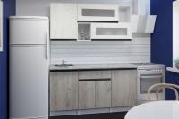 Кухонный гарнитур Паола стандарт 1600, Цвет Дуб грей/Дуб браун, ширина 160 см, с навесными шкафами, с выдвижными ящиками, с полками, с тумбой под мойку