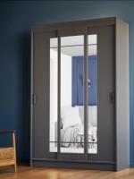 Шкаф-купе Бруно 4 Графит ЛДСП ширина 131 см с полками и штангами в гостиную и спальню напольный