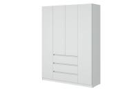 Шкаф распашной МС "Соната", ширина 160 см, Цвет Белый Текстурный, четырёхдверный, с полками, со штангой, с ящиками