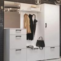 Прихожая комплект "Ника" Белый гладкий Набор, с обувницей, со шкафом, с зеркалом, в коридор / ширина 150 см